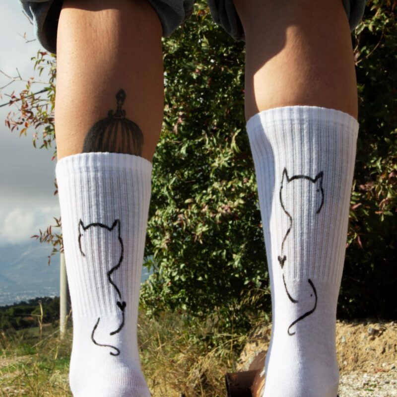 Cat heart - Handpainted Socks