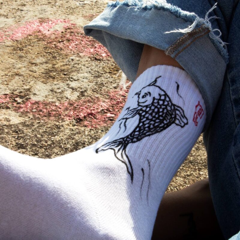 Koi white - Handpainted Socks