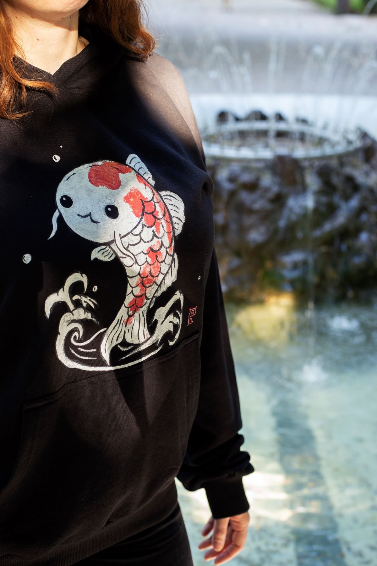 Lucky Koi- Handpainted Hoodie - Image 2