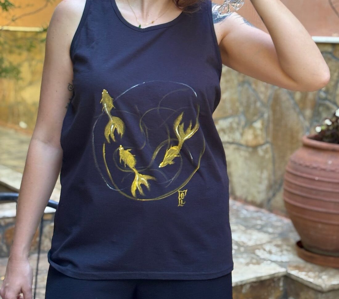 Golden Koi - Handpainted Tank Top
