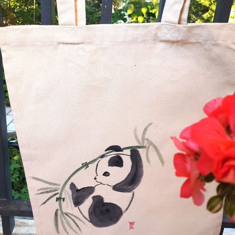 Bamboo Panda - Handpainted Tote Bags