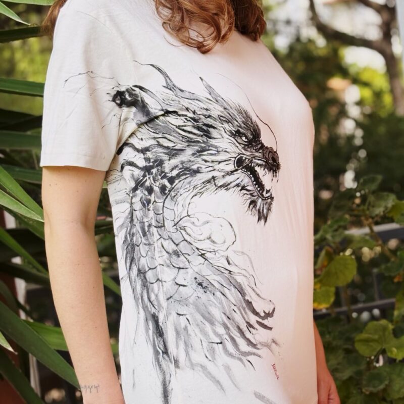 Black Dragon - Handpainted T-Shirt